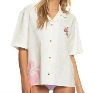 ROXY | Surf.Kind.Kate White Linen Short Sleeve Shirt